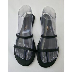 TKEES Gemma Black Leather Double Strap Summer Sandal Flats Women's Sz 8 - Brazil